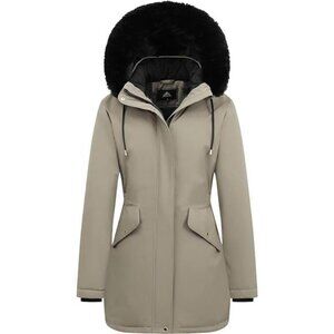 Women's Winter Down Coat Thicken Fleece Lined Khaki